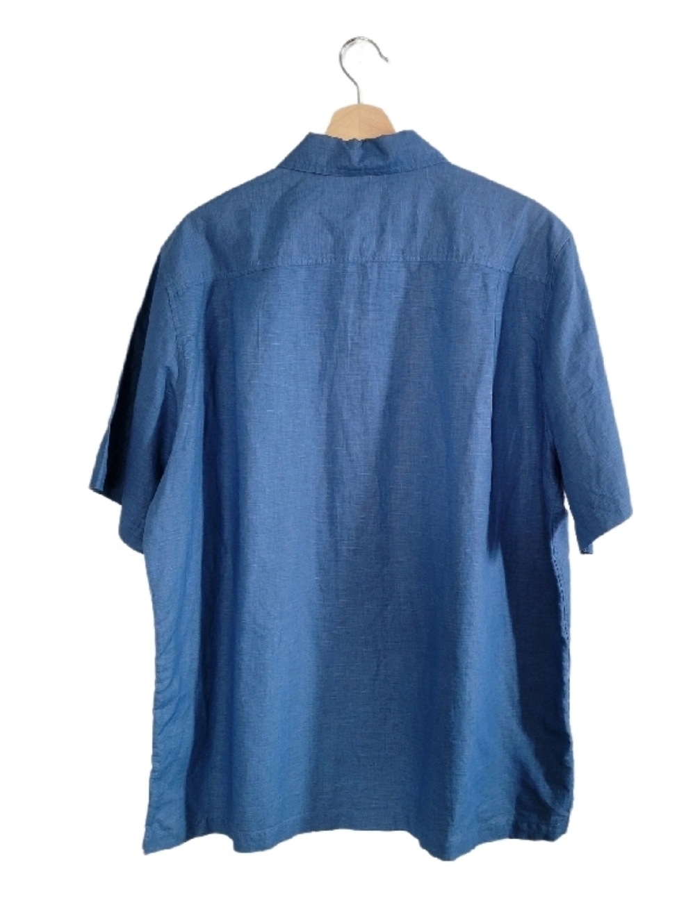 CARIBBEAN Linen Blend Short-Sleeve Button-Down Shirt Blue XL Resortwear - Picture 2 of 9